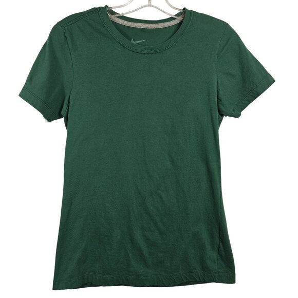 Womens Basic Casual Athleisure Soft Solid Green Slim Fit Crewneck Tee NIKE LG - Picture 1 of 9